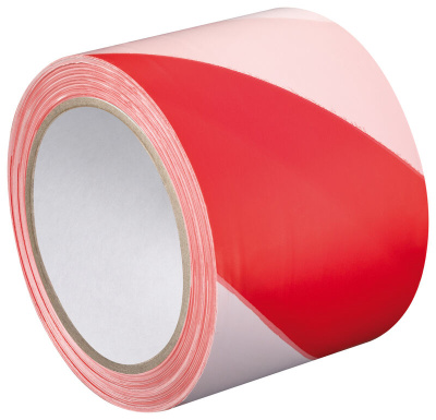 Лента сигнальная красно-белая 80мм х 100м